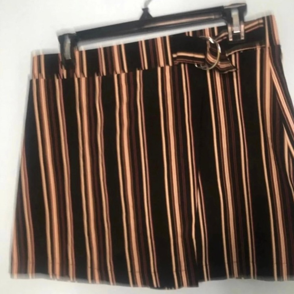 Joe B Wrap Mini Fit Unlined Skirt Black Stripe Multi Color Jr’s Large